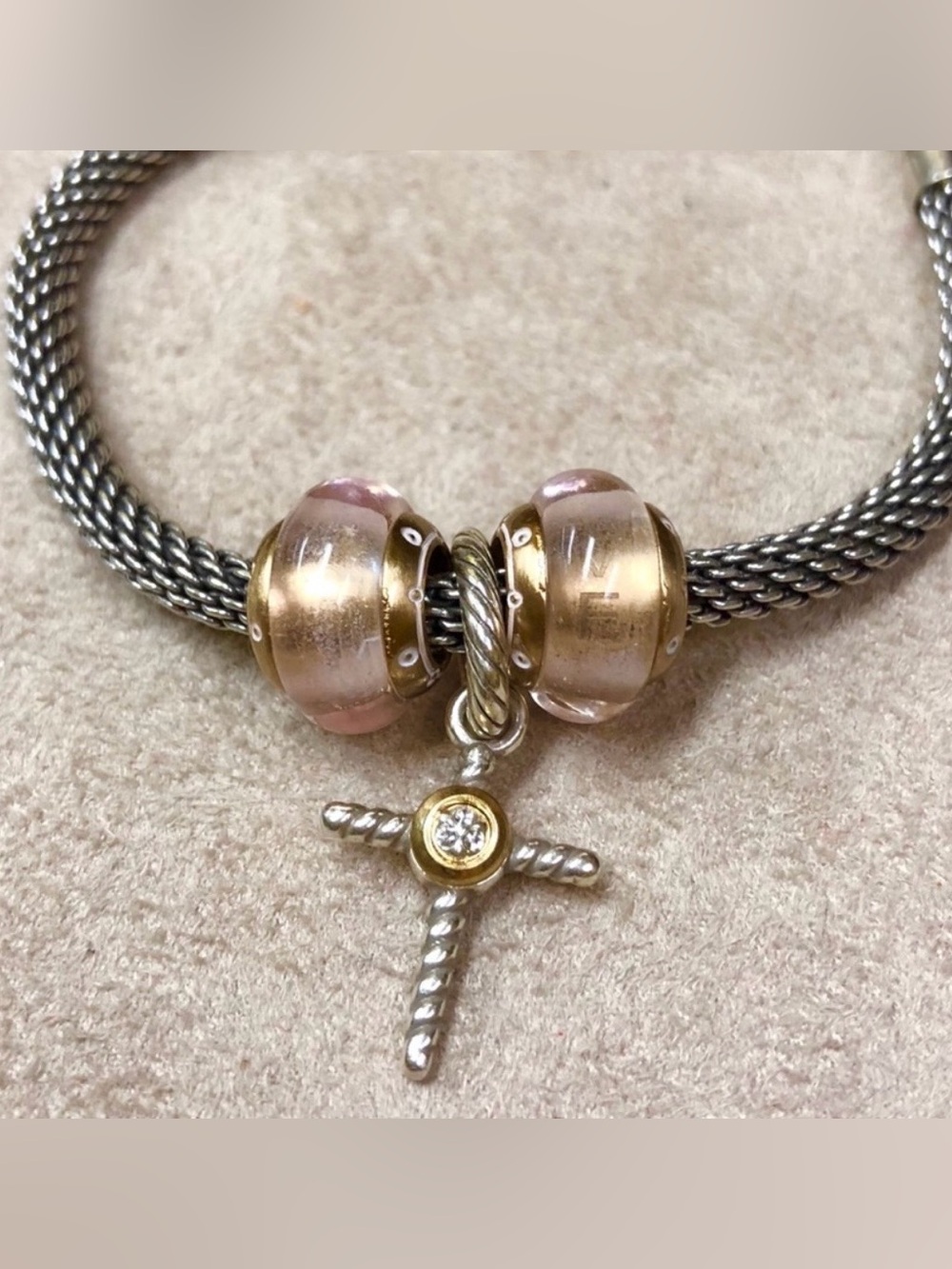 🆕Listing! Brighton cross charm in Silver with crystal and gold accents Retired - Picture 4 of 5